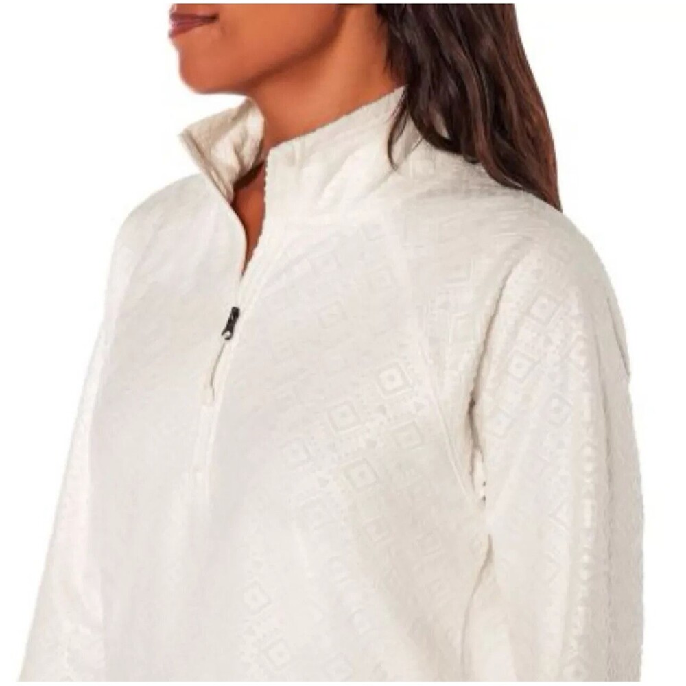 Eddie Bauer Women's Long Sleeve Polar Fleece Quarter Zip Pullover L Large Ivory - Picture 2 of 16